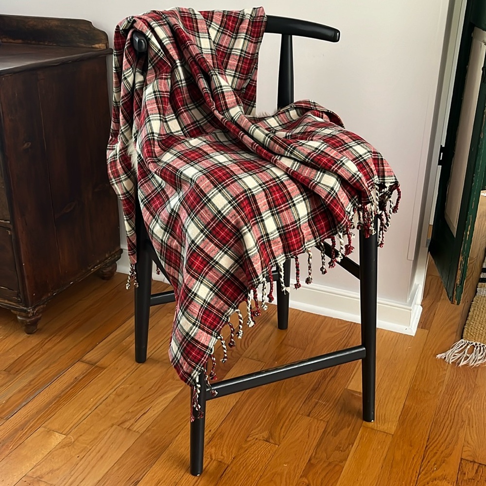 Throw Blanket Red Plaid Cotton Flannel